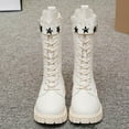 thumbnail image 5 of Eltusu Girls Riding Boots, Thermal Lace-up Mid-Calf Windproof Winter Shoes Beige Size 2(Big Kids), 5 of 7