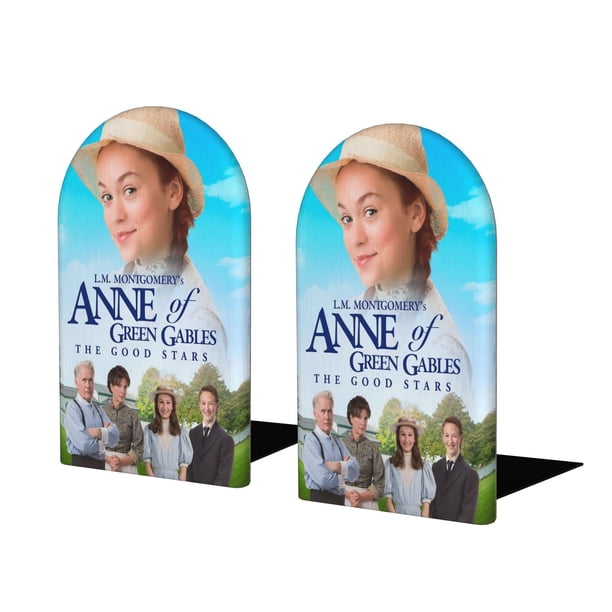Ana de las Tejas Verdes Sujetalibros decorativos temáticos, tope para estantería con base antideslizante, uso dual para hogar y oficina - 2 piezas
