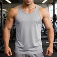 thumbnail image 2 of Men's Solid Blank Sleeveless Tank Tops Workout Training Base Layer Shirts Lightweight Summer Athletic Tops,Gray,M, 2 of 7