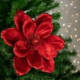 thumbnail image 2 of Northlight 20" Glittered Red Velvet Magnolia Christmas Stem Spray, 2 of 4
