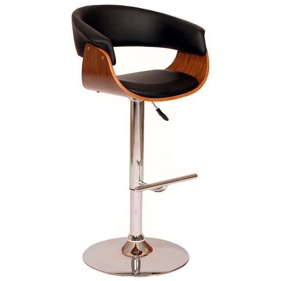 Hawthorne Collections 44.17"H Modern Wood/PU Swivel Barstool in Black