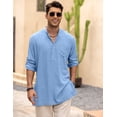 thumbnail image 3 of COOFANDY Mens Cotton Linen Shirts Long Sleeve Collarless Henley Shirts Casual Kurta Indian Shirts with Pocket, 3 of 6