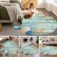 thumbnail image 5 of Large Round Rug 8Ft Washable Non-Slip, Teal Beach Coastal Circle Area Rugs for Living Room Bedroom, Summer Nautical Coral Shell Botanical Vintage Indoor Floor Mats Carpet Runner for Home Decor, 5 of 8