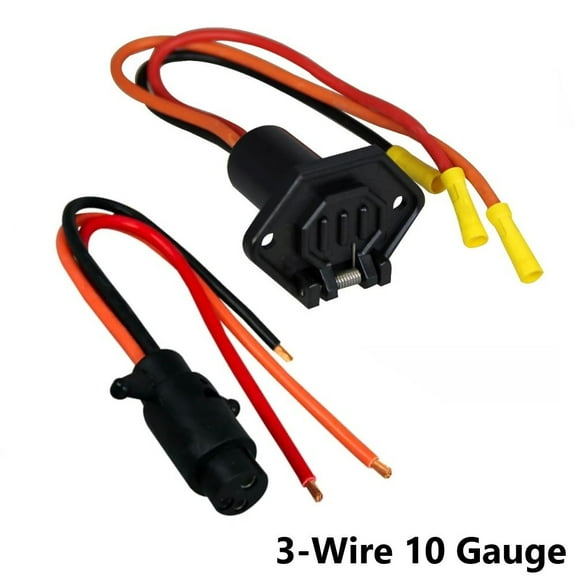 12-24V 10AWG 3 Wire Trolling Motor Plug Receptacle Set Connector Socket for Boat