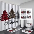 thumbnail image 1 of PATIO 4 Pieces Set 3D Digital Printing High-Density Merry Christmas Theme Pattern Shower Curtain Set Bathroom Floor Mat Base Mat Toilet Mat Home Holiday Decoration Bathroom Accessories Ch, 1 of 7