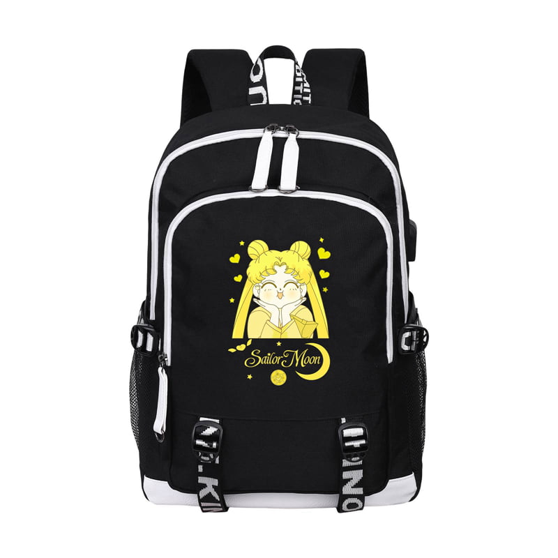Sailor Moon USB Backpack 17 in Unisex Laptop Backpack Travel,Durable Waterproof with USB Charging Port for School College Students Backpack