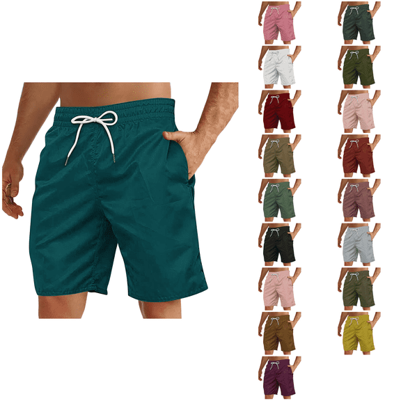 Ahuyic Plus Size Pants for Men,Mens Pants,Mens Casual Independence Day Printed Drawstring Trouser Beach Shorts Pants With Pocket,Blue,XXL