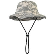Wide Brim Hiking Fishing Safari Boonie Bucket Hats 100% Cotton UV Sun Protection For Men Women Outdoor Activities L/XL Digital