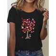 thumbnail image 2 of Camiseta con estampado de corazón y árbol de San Valentín: camiseta informal amarilla de manga corta con cuello redondo y diseño de corazones coloridos para adultos, hombres, mujeres, adolescentes, jó, 2 of 7