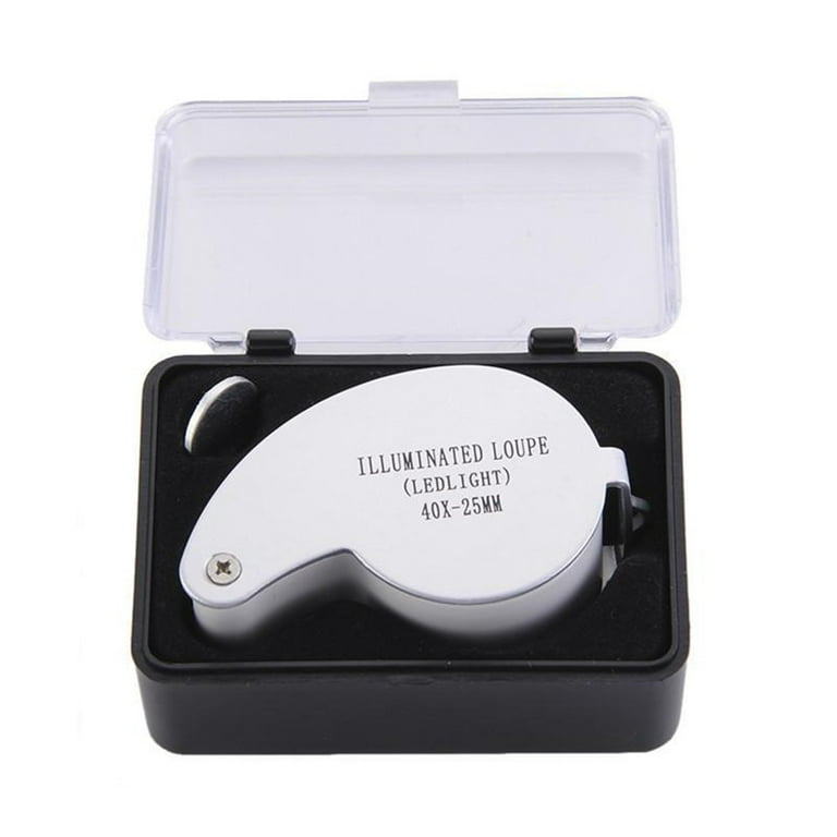 40X Full Metal Illuminated Jewelry Loop Magnifier,Delixike Pocket Folding  Magnifying Glass Jewelers Eye Loupe with LED Light(LED Currency