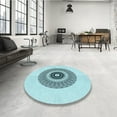 thumbnail image 4 of Ahgly Company Machine Washable Indoor Rectangle Transitional Electric Blue Area Rugs, 5' x 7', 4 of 7