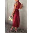 thumbnail image 2 of Vestido PRETTYGARDEN Satén sin Mangas con Cuello Simulado Maxi Vino Oscuro Talla L, 2 of 7