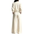 thumbnail image 3 of 2 Piece Sets for Women Zip Up Mock Neck Jacket and Wide Leg Pants Tracksuit Regular Breathable Athleisure Outfits ,L, 3 of 3