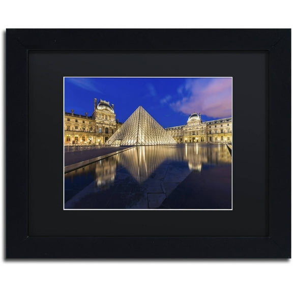 Trademark Fine Art "Golden Hour in the Louvre" Canvas Art by Mathieu Rivrin, Black Matte, Black Frame