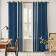 thumbnail image 5 of Kitchen Curtains 84 Inch Length 2 Panels, Navy Blue Beige Striped Grommets Window Treatment Curtain, Modern Farmhouse Retro Lines Thermal Curtains Drapes for Living Room/Bathroom, 5 of 9