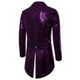 thumbnail image 2 of Aunavey Mens Sequin Tuxedo Jacket Tails Slim Fit Tailcoat Dress Coat Swallowtail Dinner Party Wedding Blazer Suit, 2 of 4