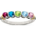 thumbnail image 2 of 14K/Silver Two-Tone Sterling Silver & 14K Five-Stone And Diamond Mother's Ring Semi-Mount (Size 5) Made In Thailand qmr32/5-5, 2 of 5