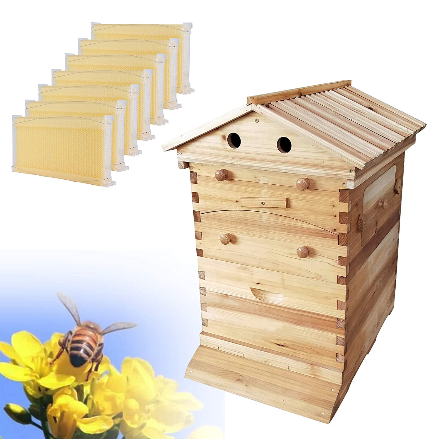 Details about   7 Pcs Automatic Honey Beehive Frames Beekeeping Wooden House Up Box Set NEW 