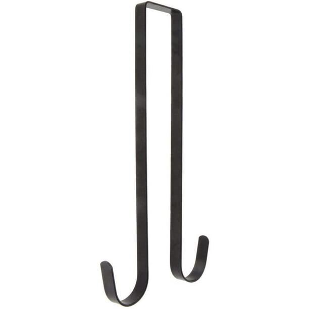 15 Inches Metal Double Hanger Over The Door Large Double Door Hook for  Front Door Hanger - Holds 2 s with 2 Sided Hanger Sturdy Black 