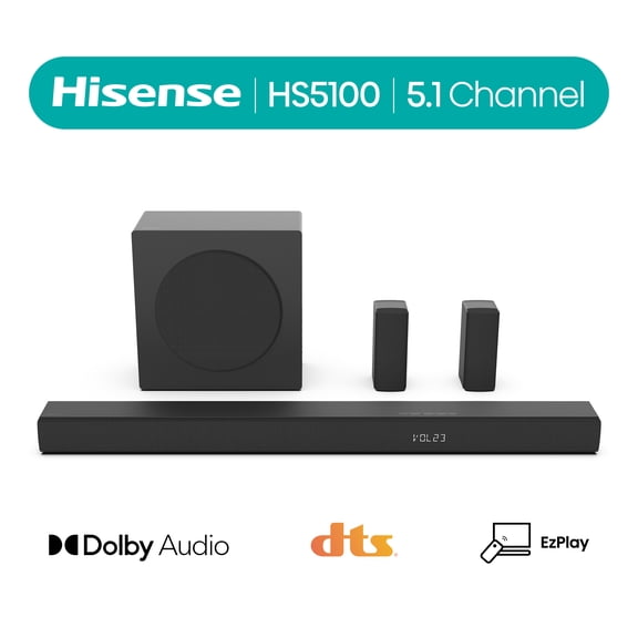 Hisense 5.1 Channel 540W Soundbar with Wireless Subwoofer and 2 Wireless Rear Speakers (HS5100)