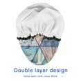 thumbnail image 4 of Shower Caps,Pink and Blue Triangular Floral Boho Pattern Waterproof Shower Cap for Women 4 Pieces,Double Reusable Hair Cover for Shower PEVA Elastic Stretch Hem, 4 of 7