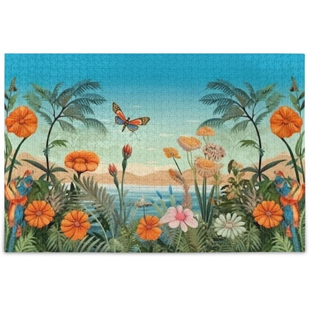 FREEAMG Jigsaw Puzzles 1000 Pieces for Adults, Dragonfly Flower Kid's Teens Entertainment Wooden Puzzles Toys Challenge Games Home Decor