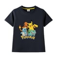 thumbnail image 4 of Pokemon ropa para niños figura de Anime Pikachu camiseta gráfica para niños 100% algodón verano manga corta niño niña regalo de cumpleaños, 4 of 5