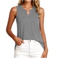 thumbnail image 6 of CHGBMOK Womens Tank Top Button V Neck Sleeveless Solid Summer Top Trendy Comfry Loose Casual Tank, 6 of 7