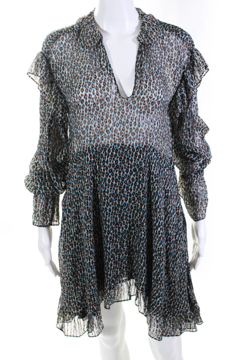 Habubu låne Pas på Pre-owned|Philosophy di Lorenzo Serafini Womens Fluorescent Cheetah Dress  Blue 4 11689446 - Walmart.com