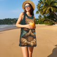 thumbnail image 3 of Fotbe Surreal Meditating Cat Vestido de Verano sin Mangas para Mujer – Vestido Midi Línea A, Estilo Camiseta Floral, Vestido Playero Casual y Fluido, 3 of 7