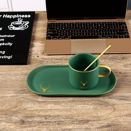 

Homeex Retro Ceramic Couple Cups And Saucers Green No color box