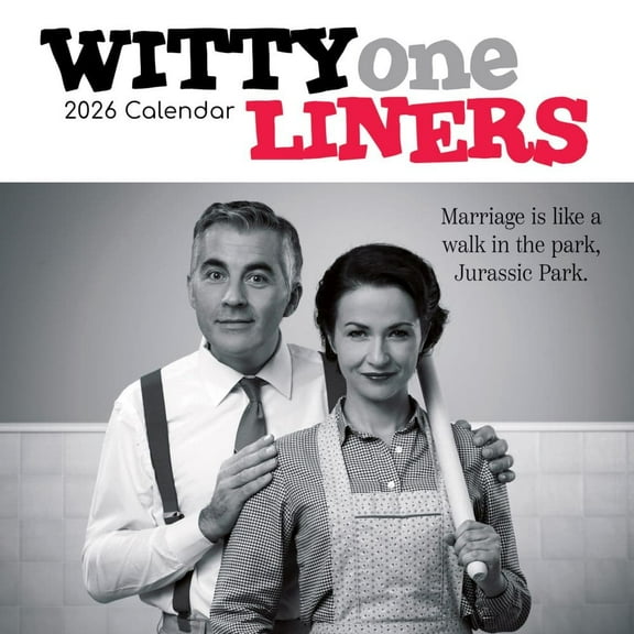 Gifted Stationery Co, Witty One Liners 2026 Wall Calendar, 12'' X 12'', 16-Month Calendar with Stapled Binding