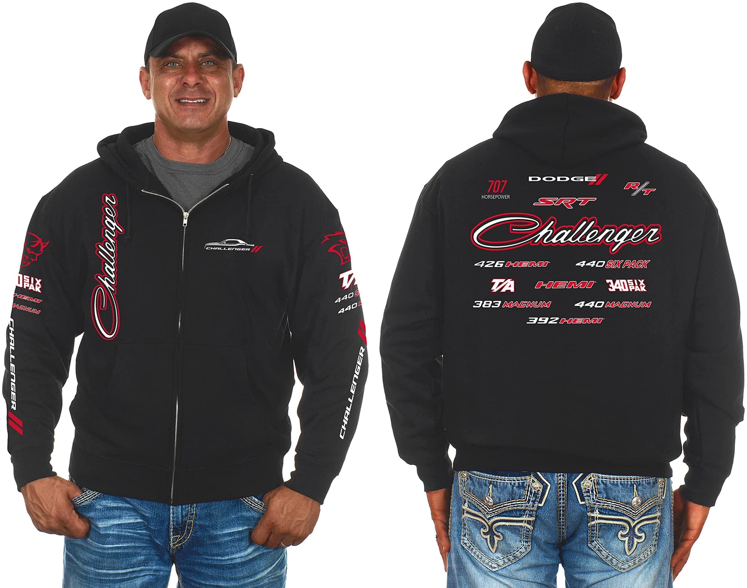 Dodge Challenger Jacket Mens Collage Logo Black Twill Jacket by JH Design 