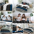 thumbnail image 5 of Thin Blue Duvet Cover Set Queen 4 Pieces Line Flag American Police Flag Honoring Law Enforcement Officers Bedding Set with Zipper Closure,1 Comforter Cover 90x92 In 1 Flat Sheet&2 Pillow Cases, 5 of 7