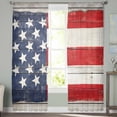 thumbnail image 2 of Navy Blue American Flag Sheer Curtains 63 Inches Length 2 Panels Set, Window Sheer Curtains for Living Room/Bedroom, US Flag Wooden Vintage Light Filtering Rod Pocket Curtain 52'' x 63'' x 2, 2 of 7
