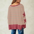 thumbnail image 2 of JUSLIO Striped Womens Blouses Relaxed Fit Casual Shirts Tops Fashion Long sleeve Round Neck Shirts Tops Pink L, 2 of 5