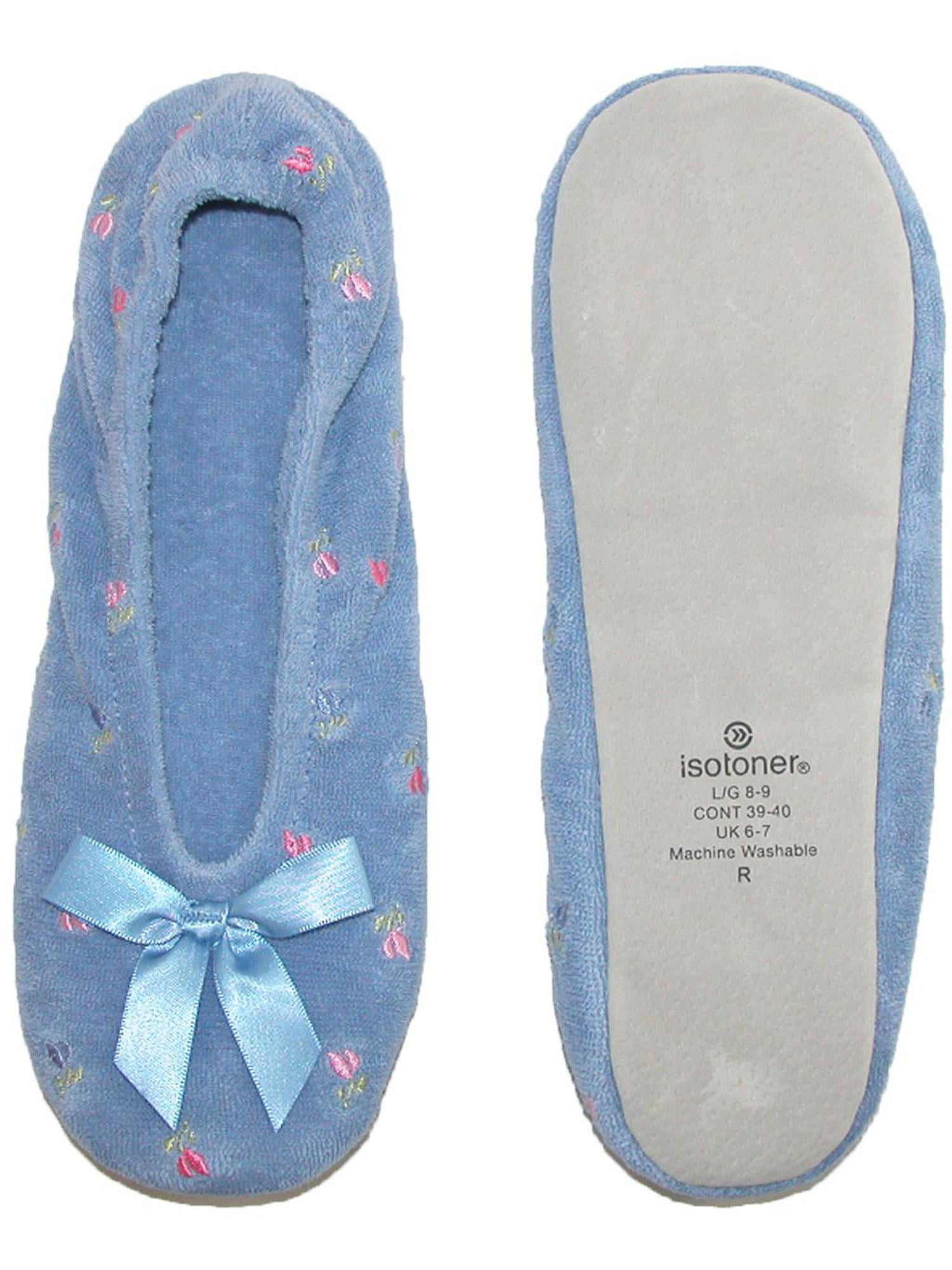 Isotoner Embroidered Terry Ballerina Slippers Women Walmart