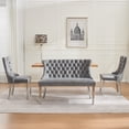 thumbnail image 5 of S-HOME Velvet Double Dining Loveseat Bench With Brushed Silver Stainless Steel Legs For Two Sitters, Gray, 5 of 16