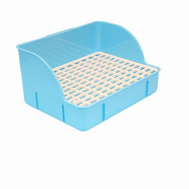 Tall Chassis Rabbit Litter Box, Narrow Plastic Bottom Net for Guinea Pigs/Chinchillas, Blue Small Size (29x22x15.5cm) - Anti-Splash, Feces-Urine Separation, Easy Clean, Smooth Edges, Multi-Pet