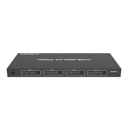 UPC: 0889028179888 | Monoprice Blackbird 4K 4×4 HDMI Matrix  18G  4K@60Hz  YCbCr 4:4:4  EDID  4K to 1080p Downscaler  IR  HDR  HDR10  HDR10+