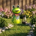 thumbnail image 2 of Solar Garden Lights Frog Statue, 13.78in Green Grower Frog Figurine with Solar Lantern Lights, Big Metal Frog Decorative Stakes for Home decor,Patio,Porch,Yard Art, 2 of 7