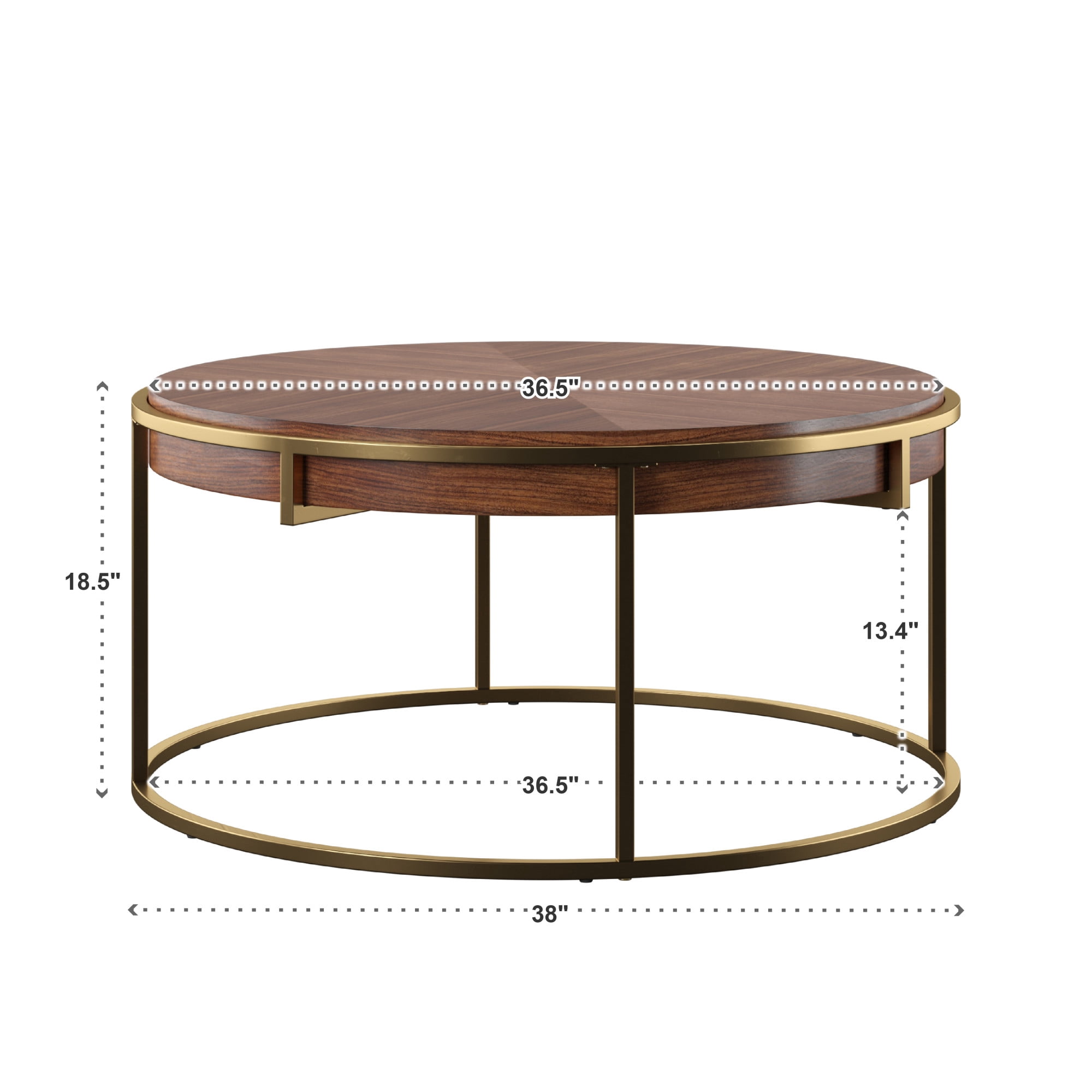 Weston Home Mako Wood & Metal Round Coffee Table, Natural Finish,