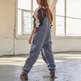 thumbnail image 6 of Overalls for Women Loose Fit Fuzzy Sherpa Lined Warm Winter Jumpsuits Adjustable Strap Fleece Overalls with Pockets Gray L, 6 of 6