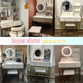 thumbnail image 5 of VEANERWOOD Vanity Desk with Lights and Round Mirror, Modern Vanity Makeup Table with 2 Drawers, White, 5 of 11