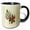 Black/White, variant on 3drose, Moss Green, Teal and Maroon Swooping Chinese Rooster with Cream Background and Dark Line Accents, 11oz Two-tone Black Mug
