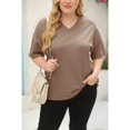 thumbnail image 3 of Women Summer Short Sleeved T Shirt Casual Loose V Neck T Shirt Solid Color Top, 3 of 5