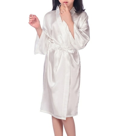 

〖Yilirongyumm〗 White 12 Pajamas For Women 4-14 Code Children Pure Color Nightgown Lingerie Kimono Robes Pajamas Underwear