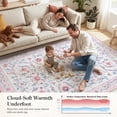 thumbnail image 3 of Lahome Washable 8'x10' Area Rug, Pink Vintage Floral Rugs for Living Room, Soft Non-Slip Low Pile Large Carpet for Bedroom Girls, Cute Flower Nursery Playroom Dorm Decor, Pink, 3 of 11
