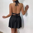 thumbnail image 3 of JGGSPWM Robe Dos Nu pour Femmes, Décolleté en V Profond, Robe Ajustable à Nouer, Ourlet à Volants, Robe de Boîte de Nuit, Soirée, Mini Robes, Noir m, 3 of 5
