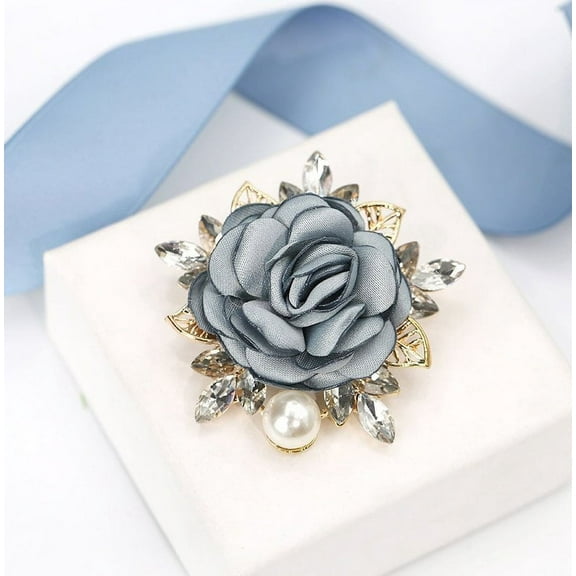 Nvzi-c Elegant Rose Flower Brooch Pin for Women Men Wedding Party Gentleman's Essentials Lapel Pin Dress Suit Accessories Gift Valentine's Day-Blue